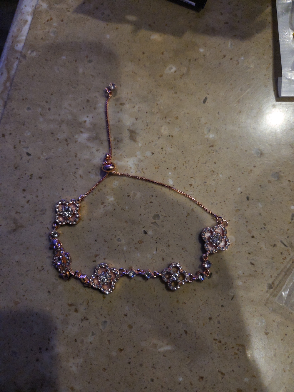 Forever 21 Rose Gold Floral Crystal Slider Bracelet